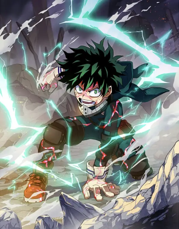 Adegan aksi seru dari My Hero Academia Gambar adegan aksi My Hero Academia