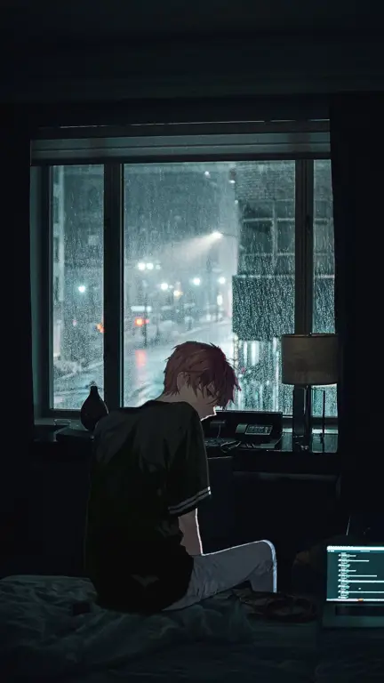 Pemandangan Anime yang Sedih Gambar wallpaper pemandangan anime yang sedih dengan kualitas HD