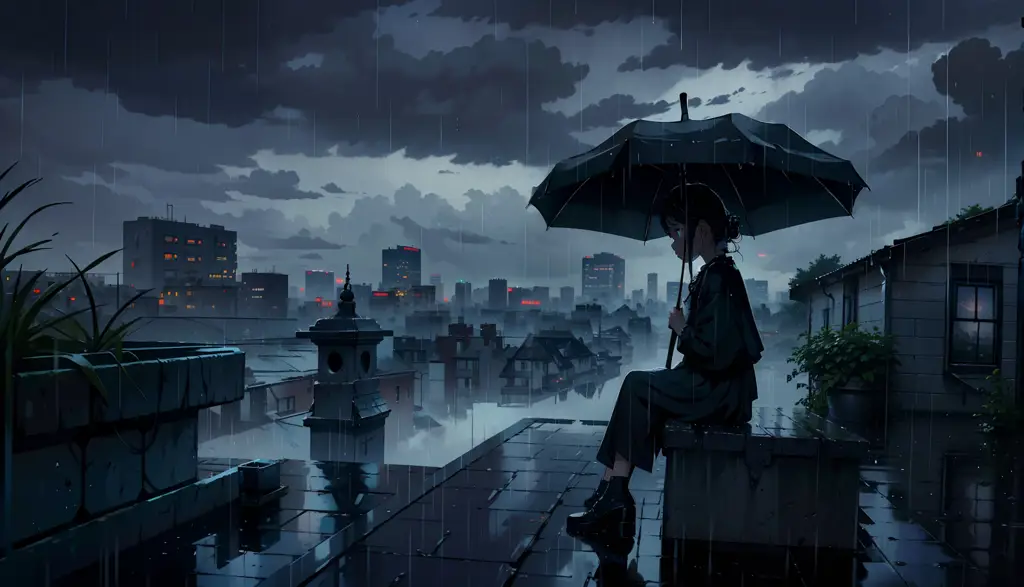 Wallpaper Pemandangan Anime Sedih Gambar pemandangan anime yang menggambarkan suasana sedih dan melankolis