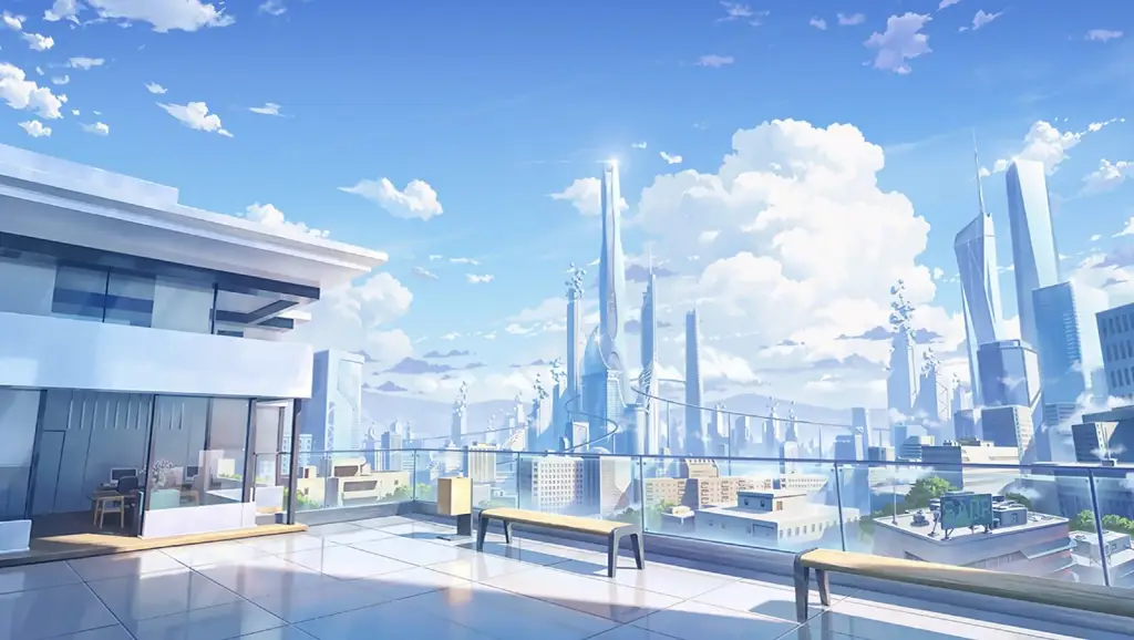 Wallpaper Anime Boy Futuristik Anime boy di kota futuristik