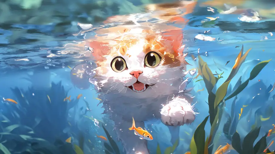Wallpaper Kucing Anime Fantasi Gambar wallpaper kucing anime bertema fantasi