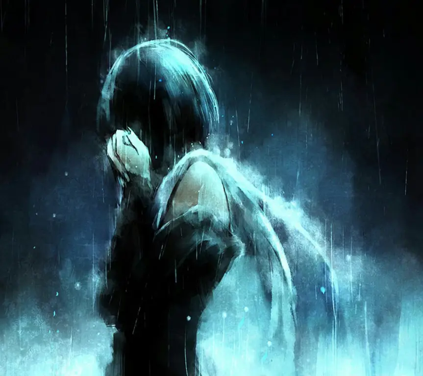 Cowok Anime Sedih di Hujan Gambar wallpaper anime cowok sedih dengan latar hujan