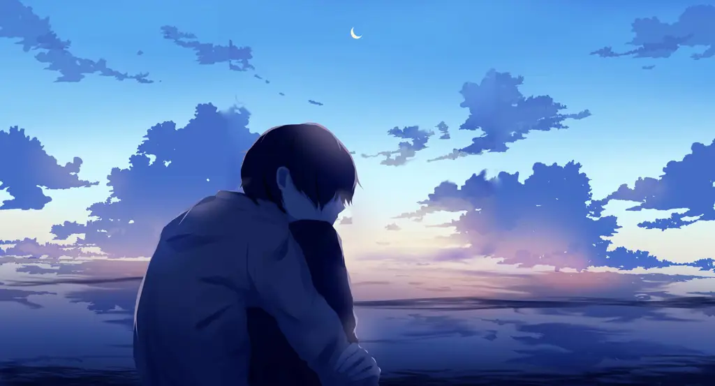 Wallpaper Anime Sad Boy Estetika Hujan Gambar wallpaper anime laki-laki sedih dengan estetika hujan